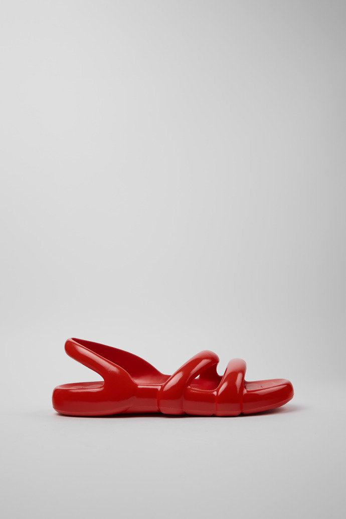 Side view of Kobarah Flat Red Sandal for Men.