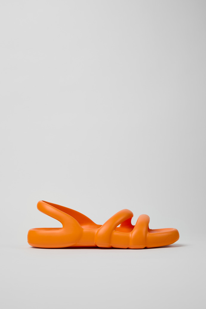 Side view of Kobarah Flat Orange Synthetic Sandals for Men.