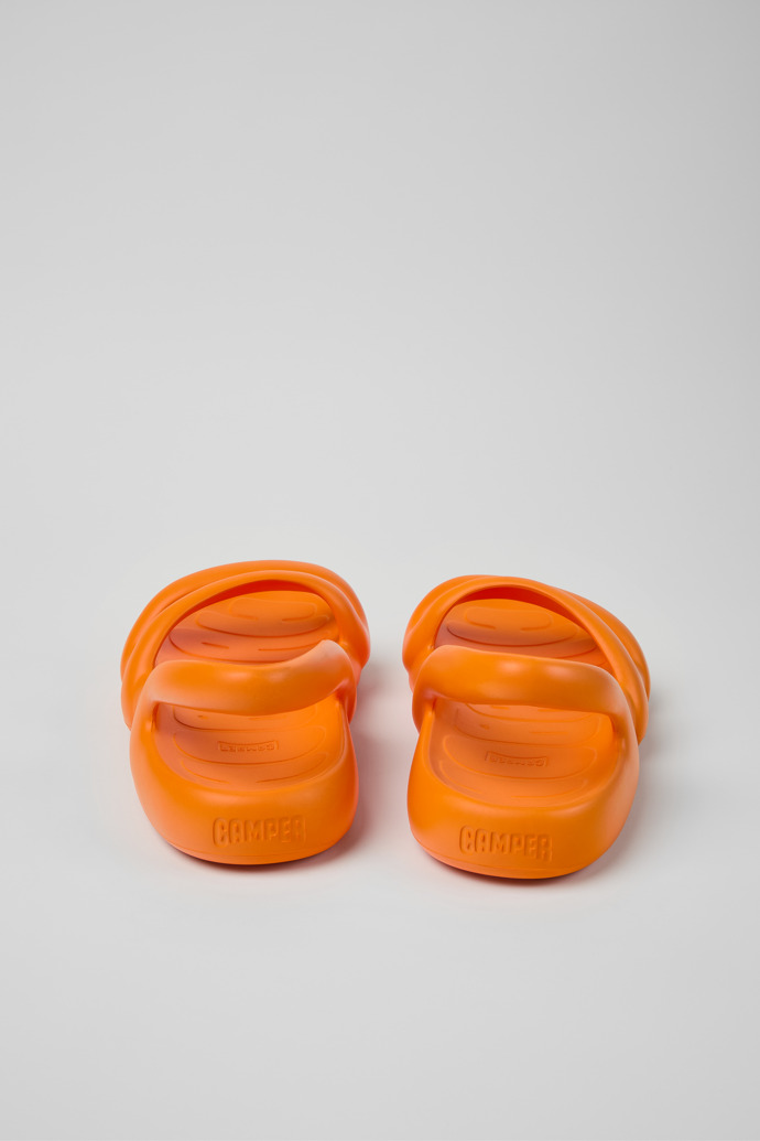 Back view of Kobarah Flat Orange Synthetic Sandals for Men.