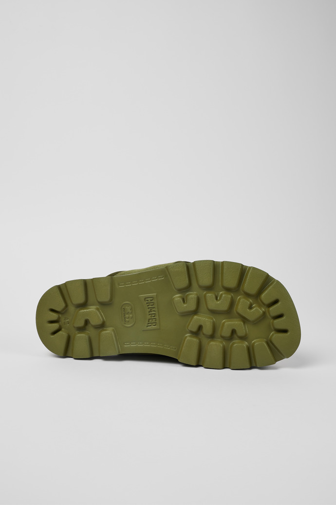 The soles of Brutus Sandal Green Textile Slide for Men