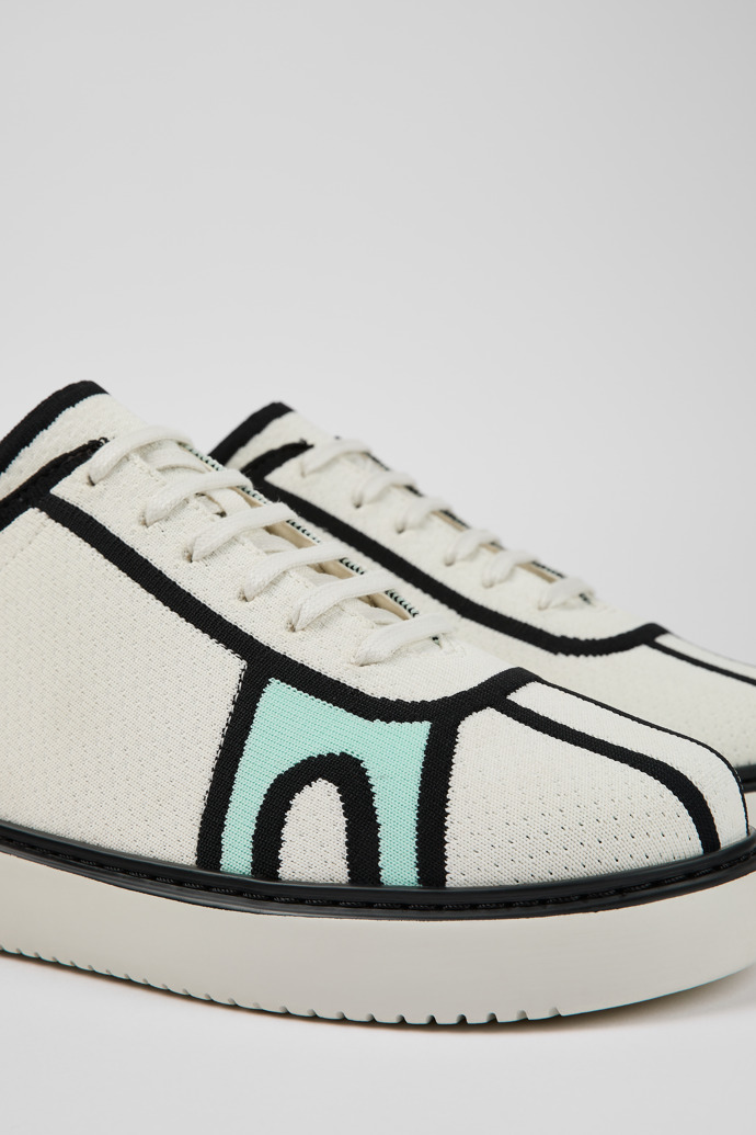 Close-up view of Runner K21 White Textile Sneaker for Men