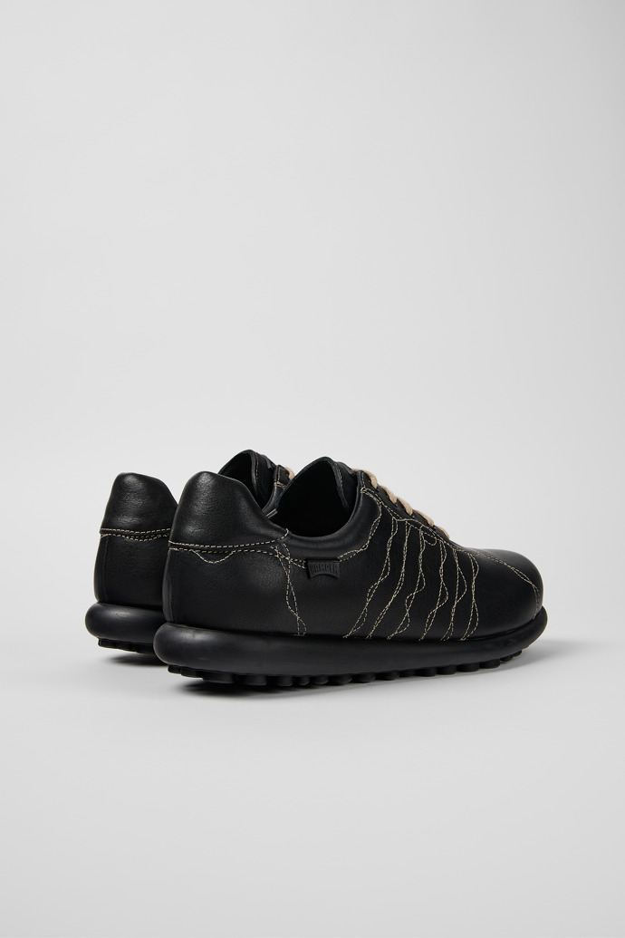 Back view of Twins Black Leather Oxford Sneaker for Men