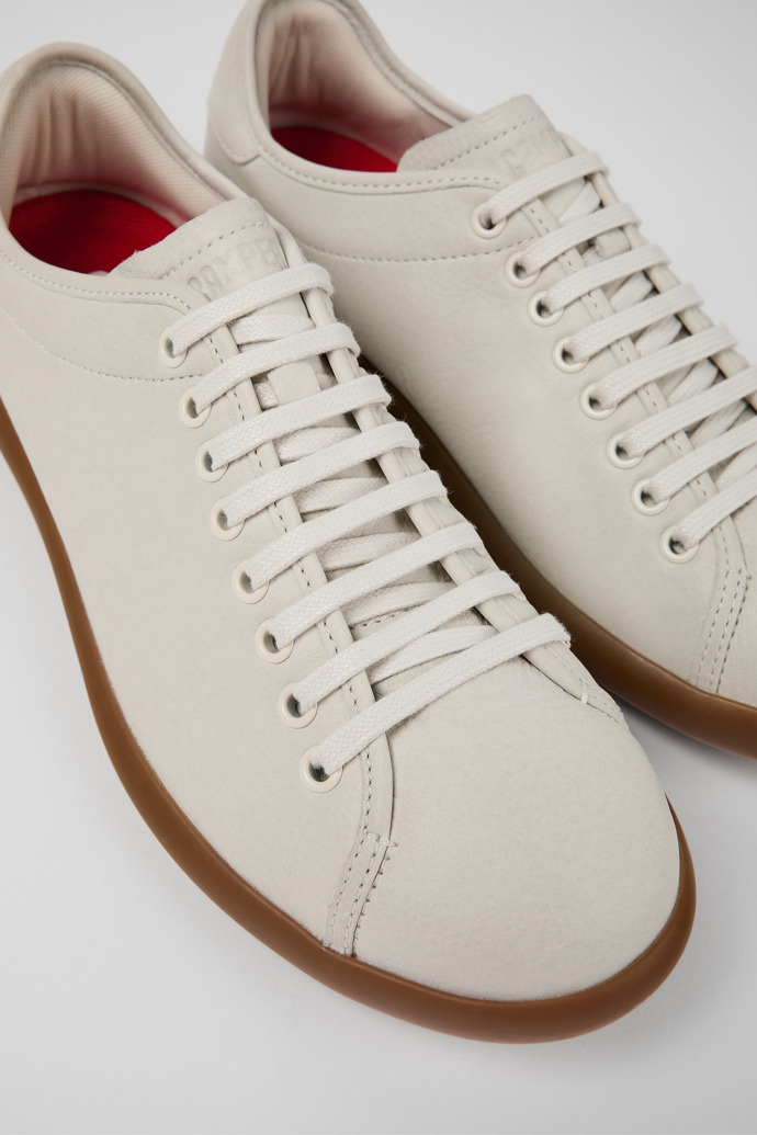 Close-up view of Pelotas Soller White Leather Sneaker for Men