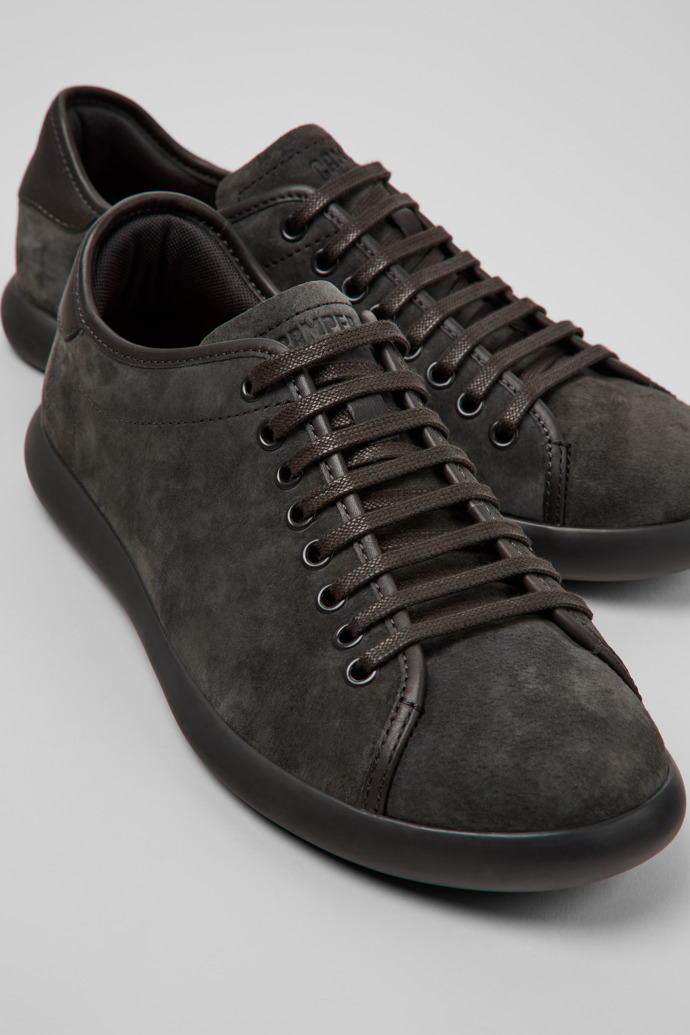 Close-up view of Pelotas Soller Gray Nubuck and Leather Sneakers for Men.