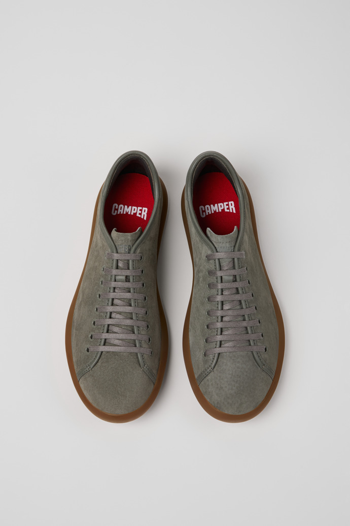 Overhead view of Pelotas Soller Gray Nubuck and Leather Sneakers for Men.