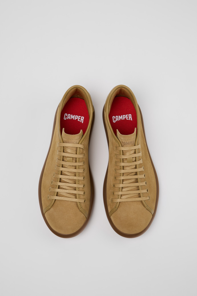 Overhead view of Pelotas Soller Brown Nubuck and Leather Sneakers for Men.