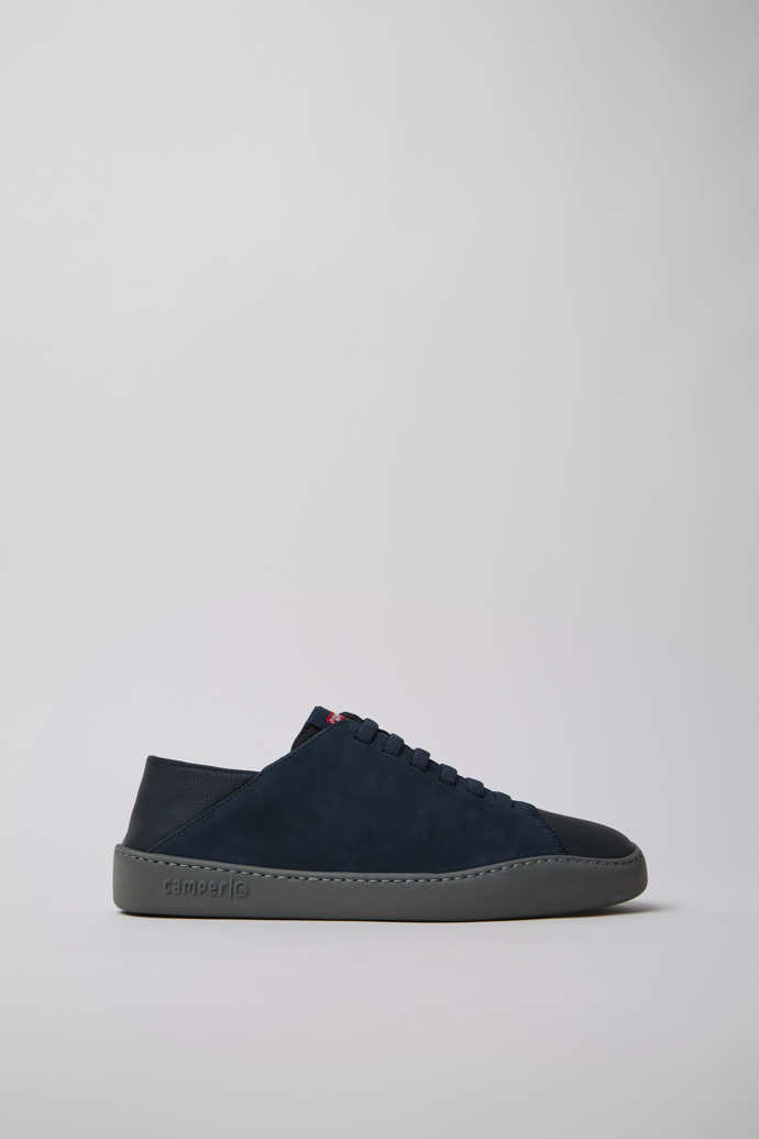 Side view of Twins Blue Nubuck and Leather Shoes for Men.