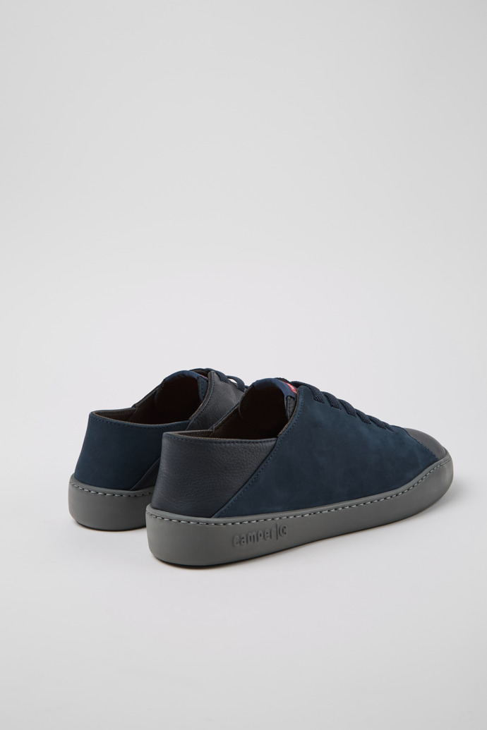 Back view of Twins Blue Nubuck and Leather Shoes for Men.