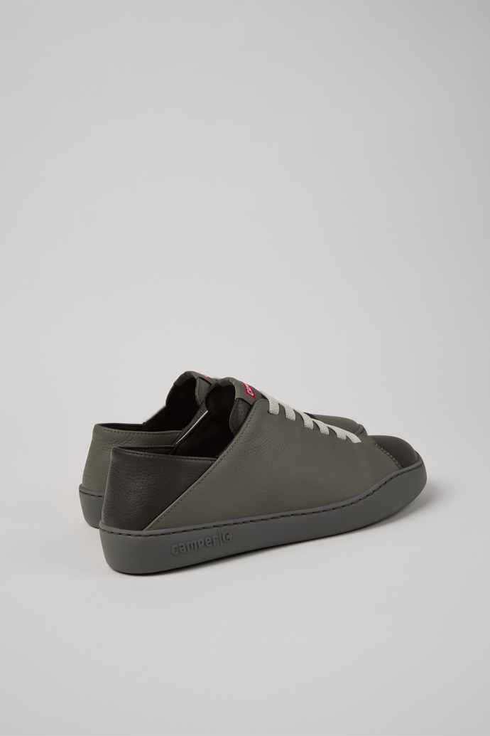 Back view of Twins Gray Leather Sneakers for Men.