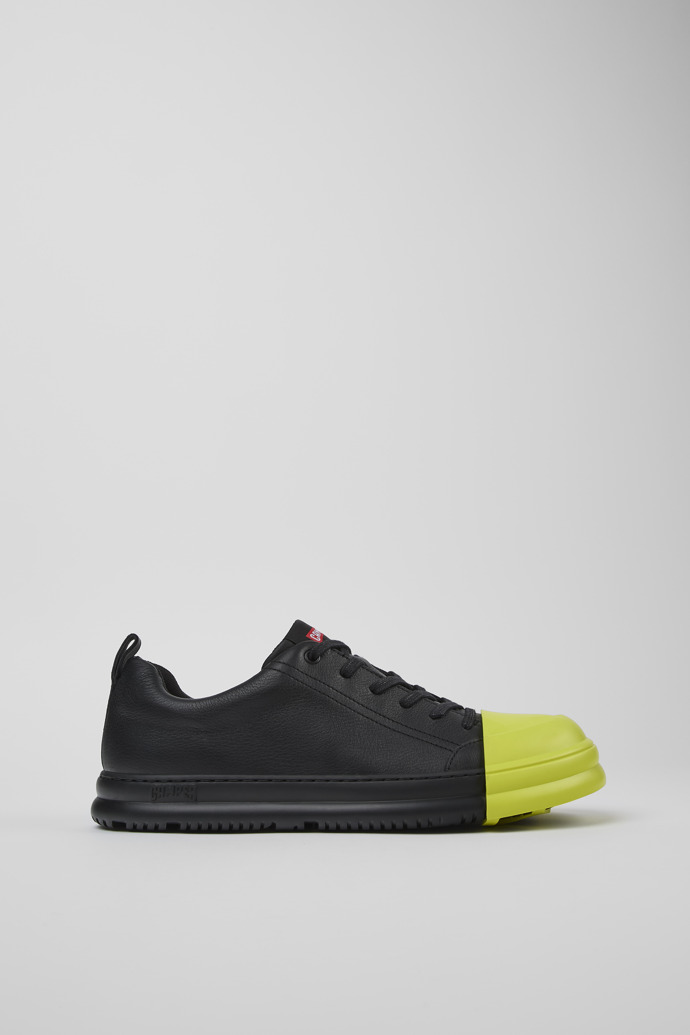 Image of Side view of Junction Runner Black leather sneakers