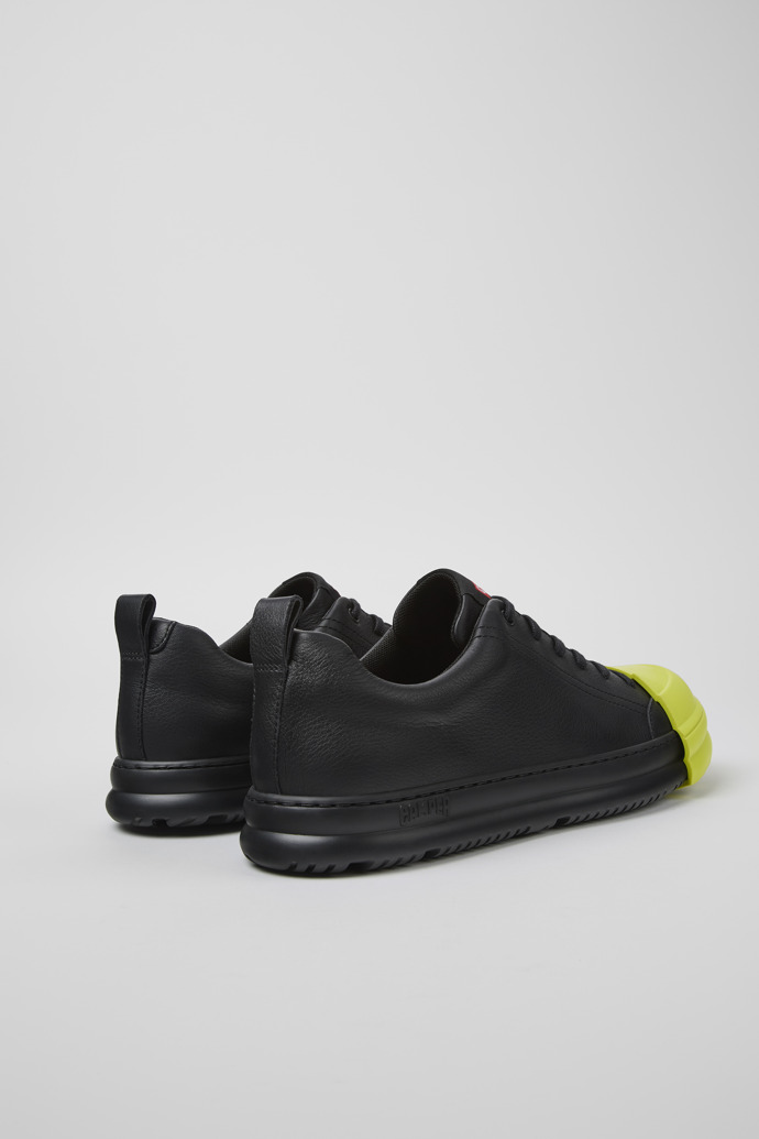 Back view of Junction Runner Black leather sneakers