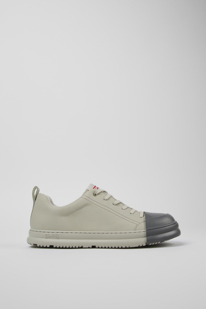 Side view of Junction Runner Gray leather sneakers