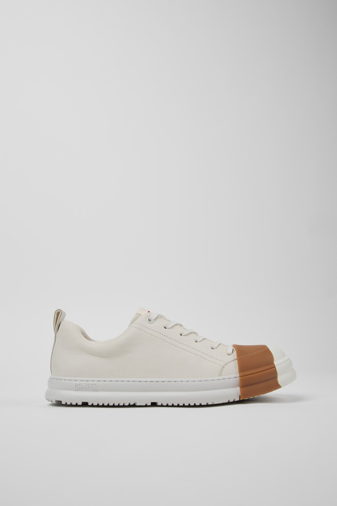 Side view of Junction Runner White Leather Men's Sneakers.