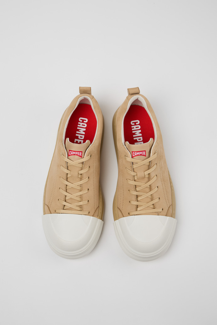 Overhead view of Junction Runner Beige Nubuck Men's Sneakers.