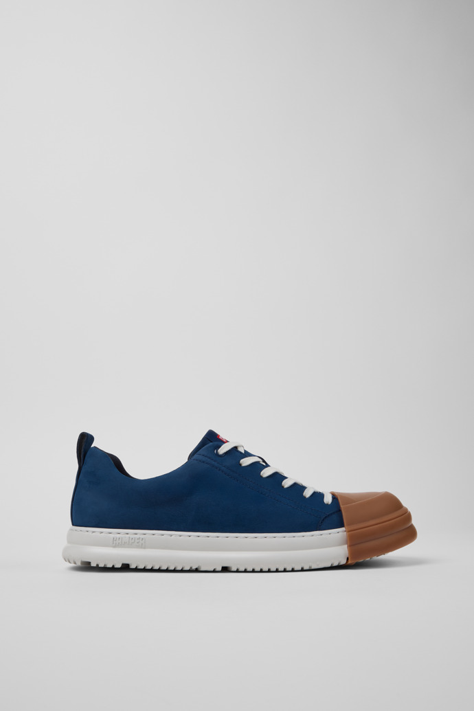 Side view of Junction Runner Blue Nubuck Sneakers for Men.