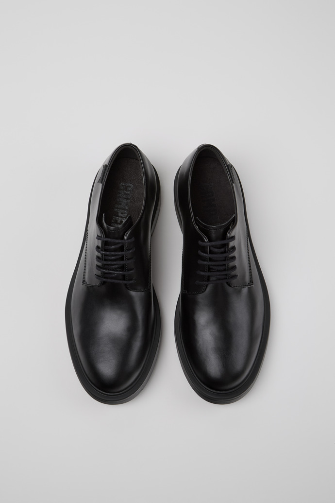 Overhead view of Dean Black leather shoes for men
