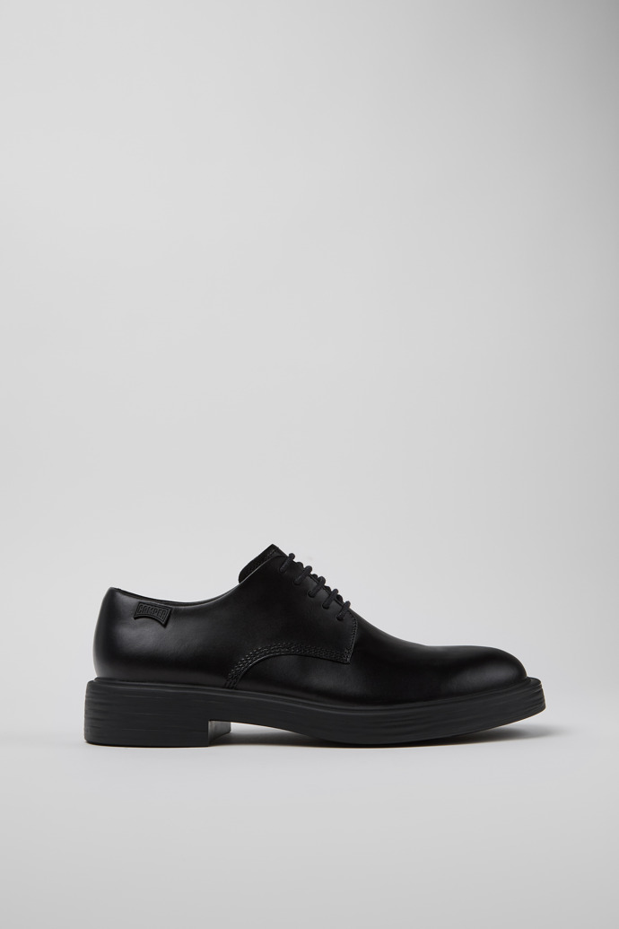 Side view of Dean Black leather shoes for men