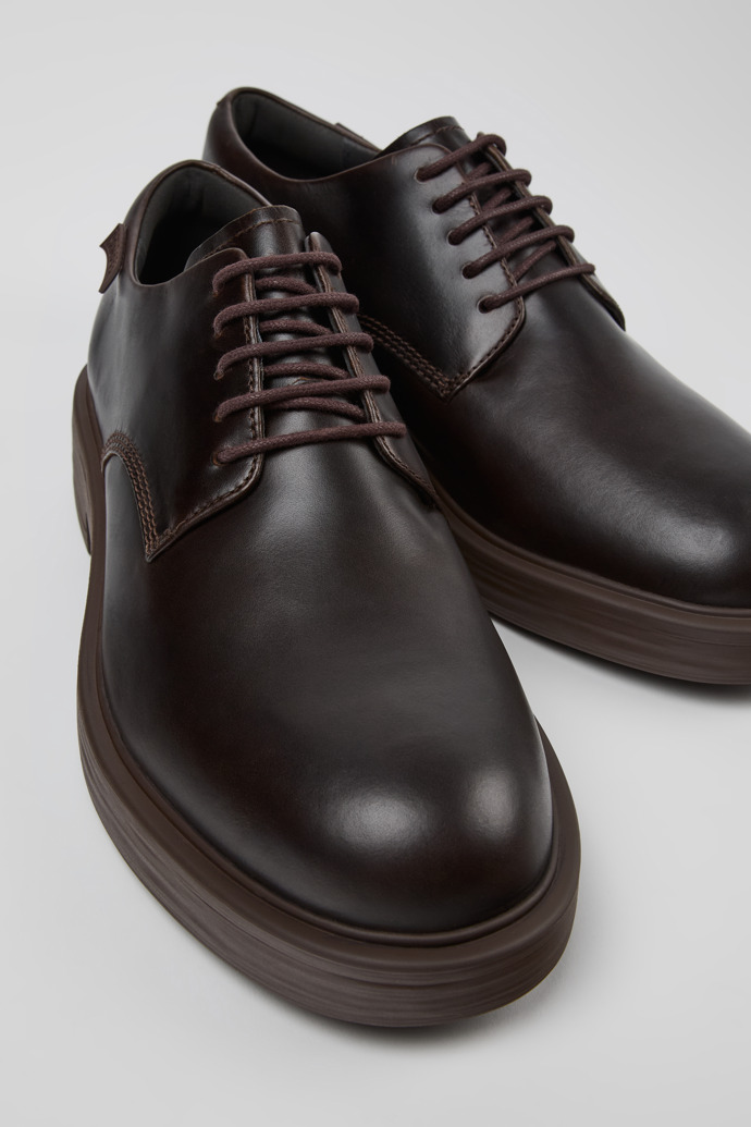 Close-up view of Dean Brown leather shoes for men