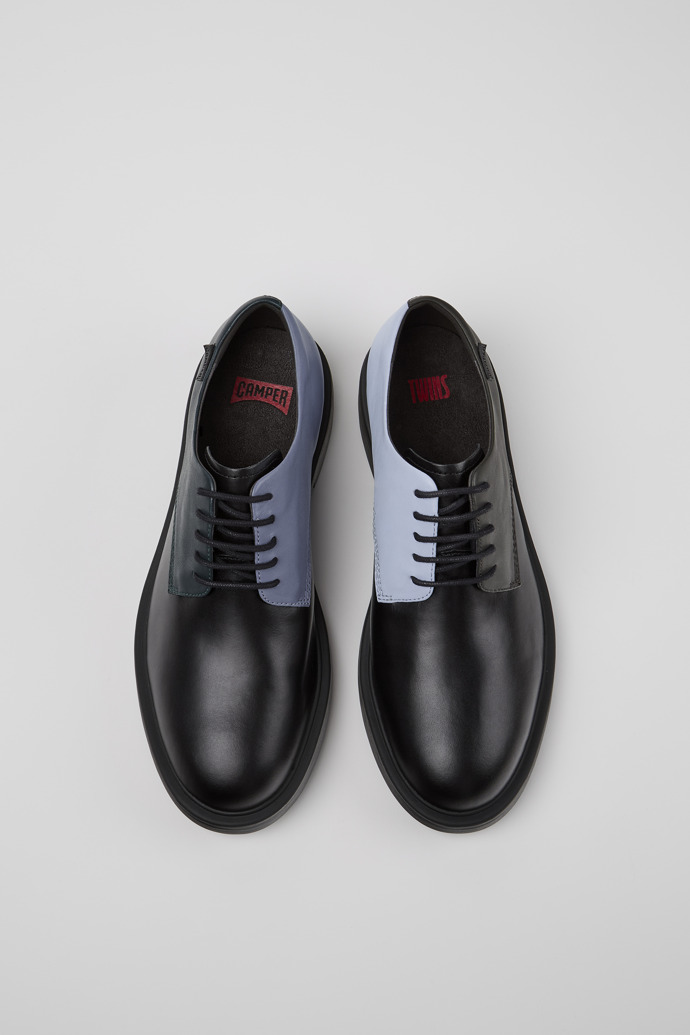Image of Overhead view of Twins Black leather shoes for men