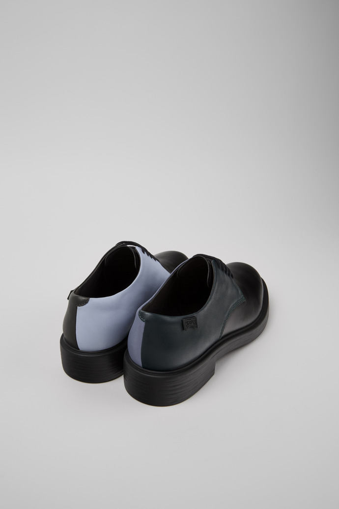 Back view of Twins Black leather shoes for men