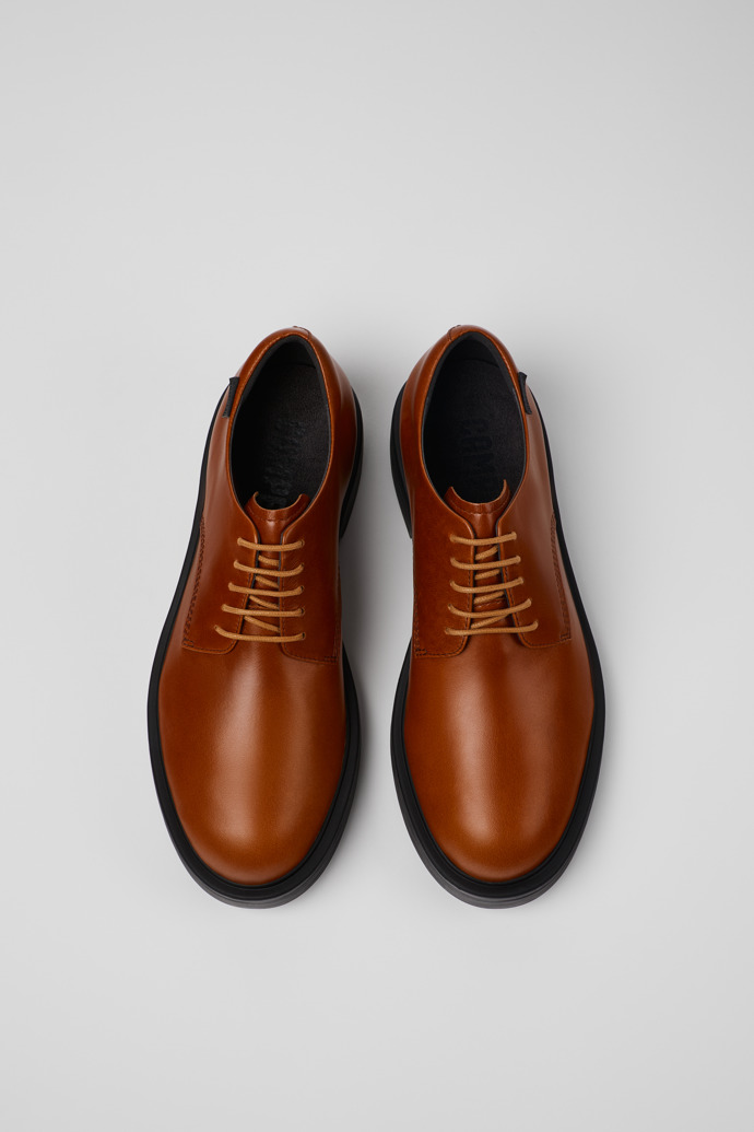 Overhead view of Dean Brown Leather Men's Shoe.