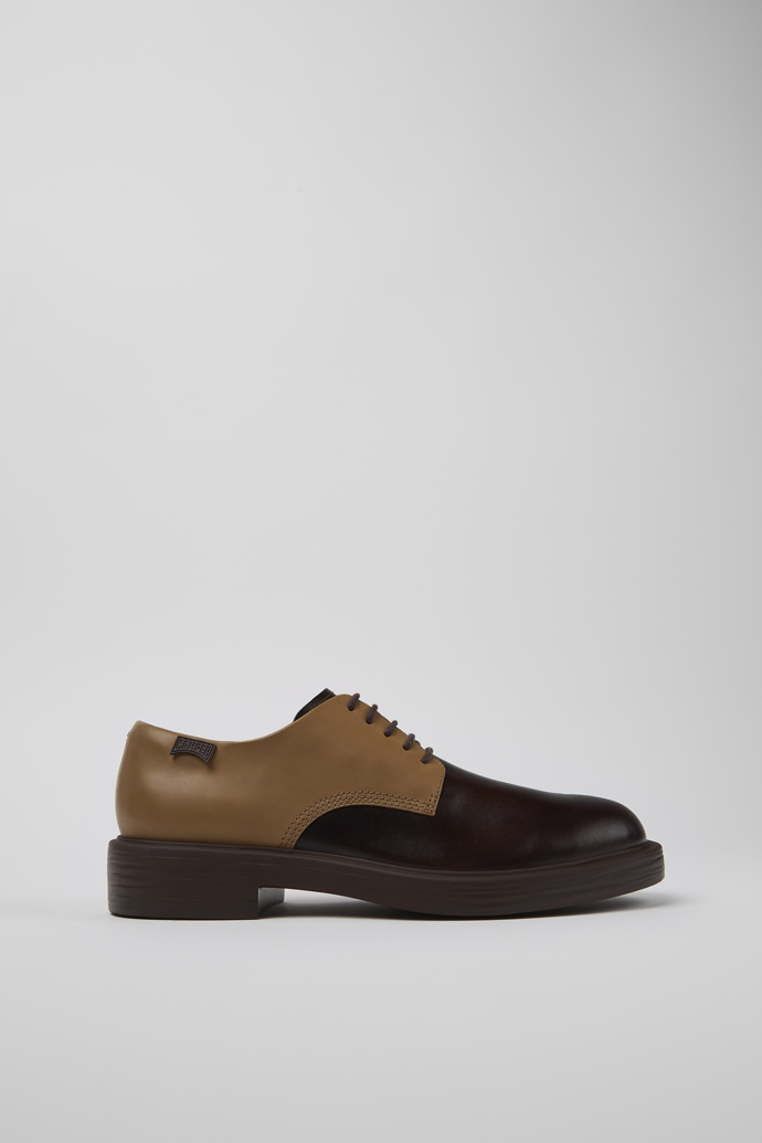 Side view of Twins Brown leather shoes for men