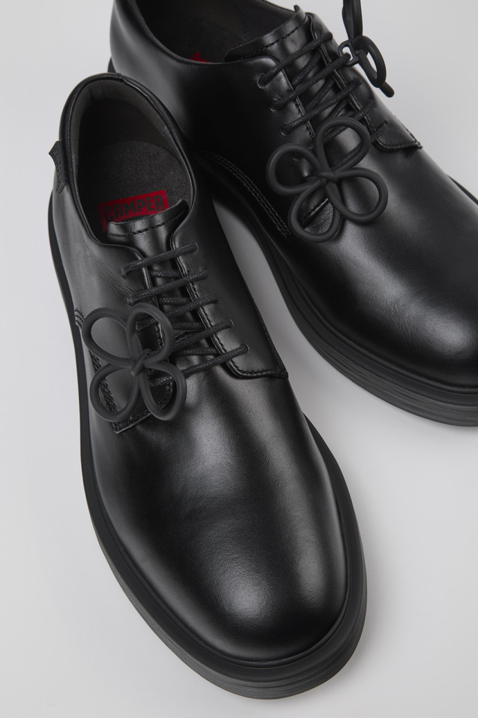 Close-up view of Twins Black leather shoes for men