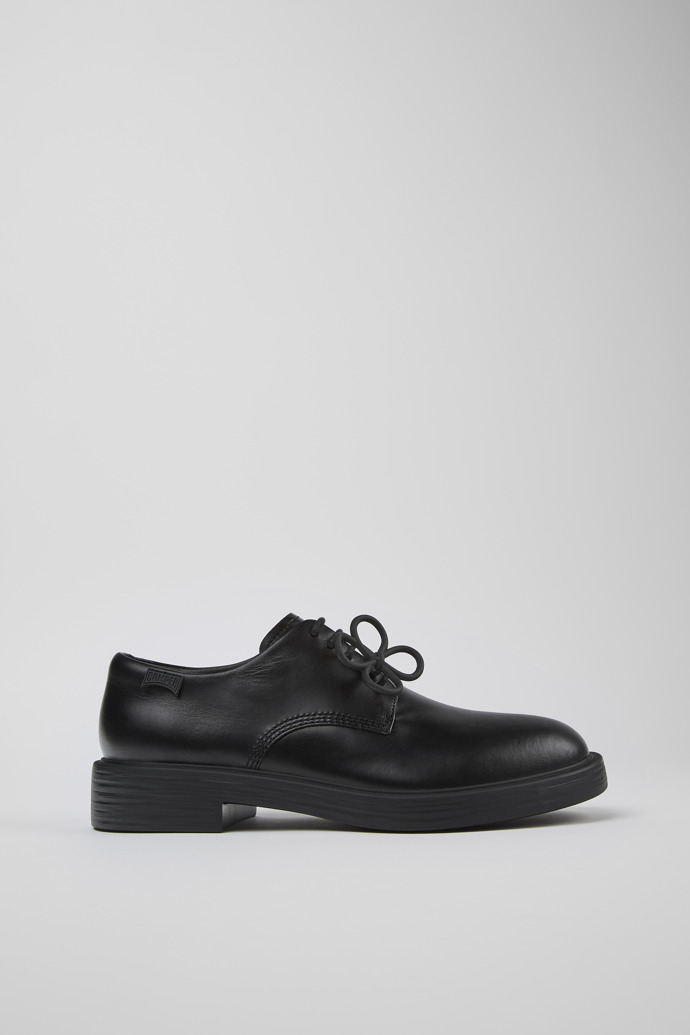 Side view of Twins Black leather shoes for men