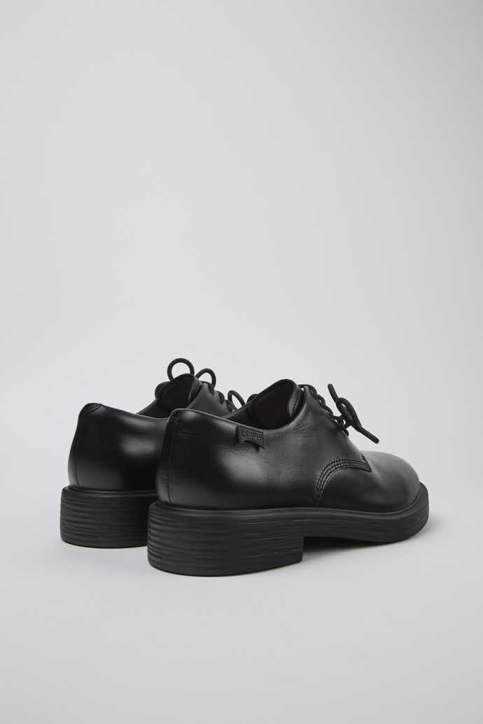 Back view of Twins Black leather shoes for men