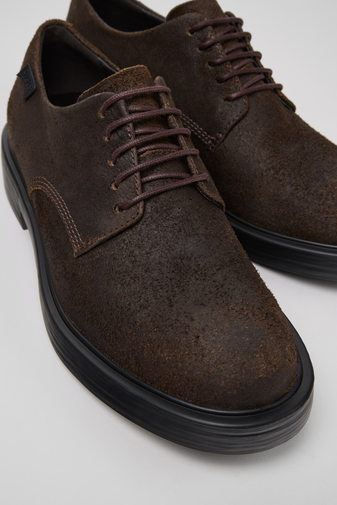 Close-up view of Dean Brown Nubuck Shoes for Men.
