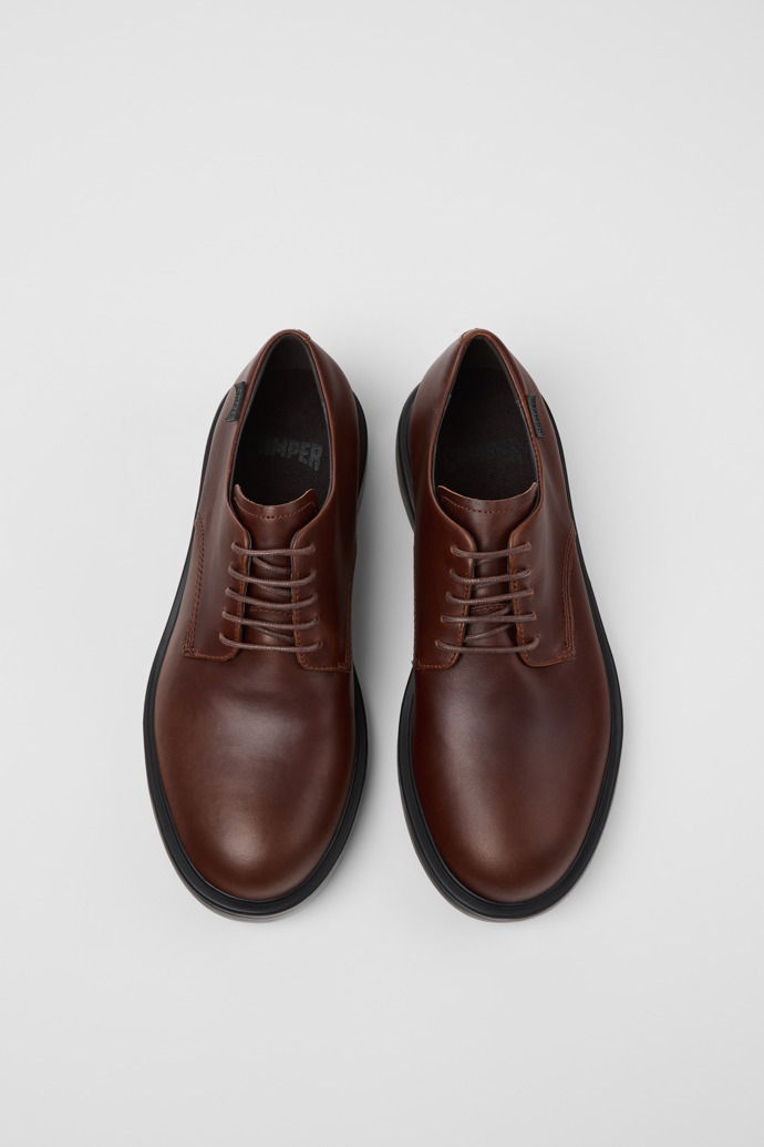 Overhead view of Dean Brown Leather Shoes for Men.