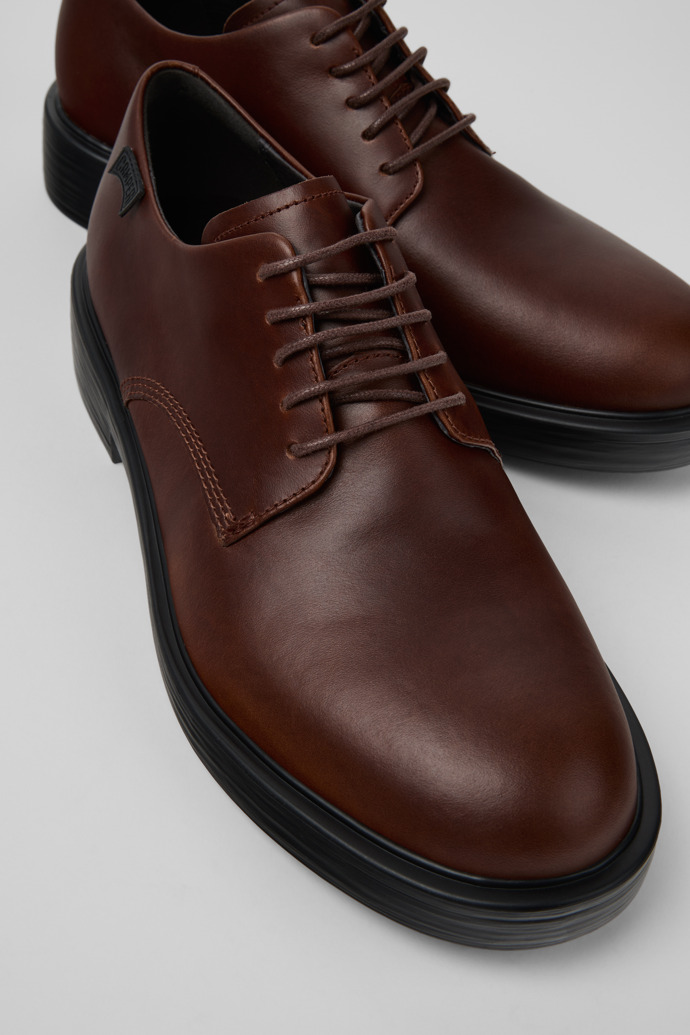 Close-up view of Dean Brown Leather Shoes for Men.