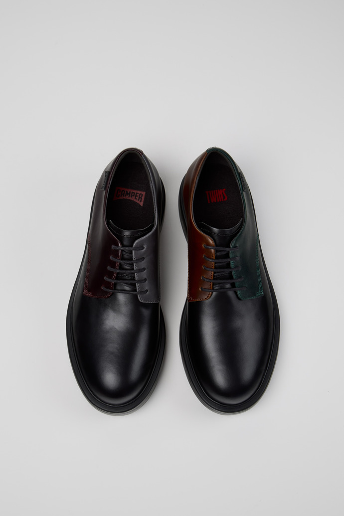 Overhead view of Twins Multicolor Leather Shoes for Men.