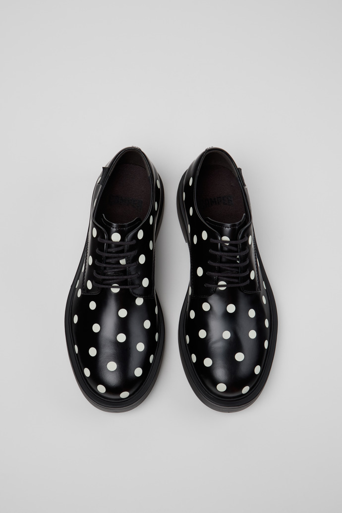 Overhead view of Dean Black and White Leather Shoes for Men.