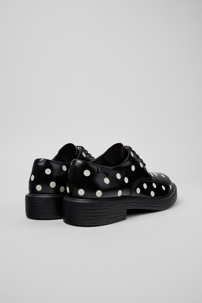 Back view of Dean Black and White Leather Shoes for Men.