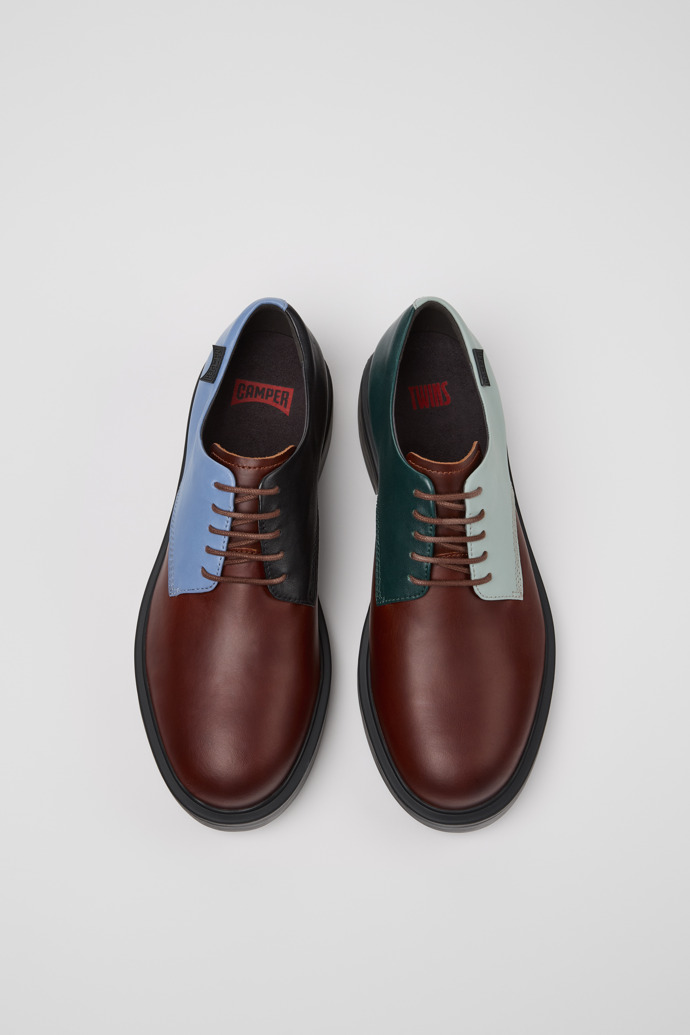 Overhead view of Twins Multicolor Leather Shoes for Men.