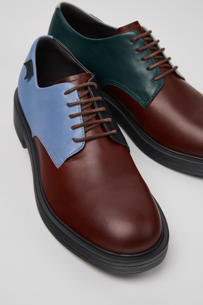 Close-up view of Twins Multicolor Leather Shoes for Men.