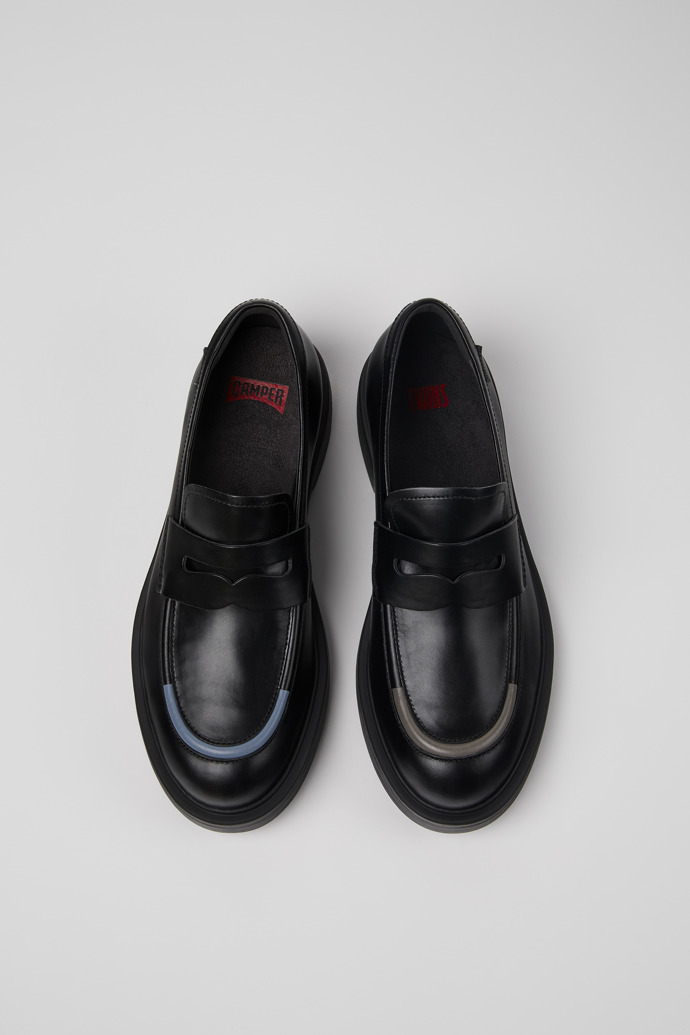 Overhead view of Twins Black leather shoes for men