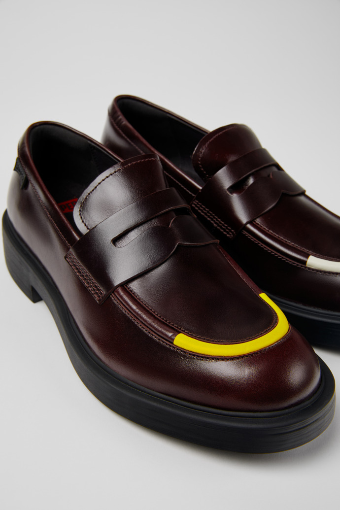 Close-up view of Twins Burgundy leather shoes for men