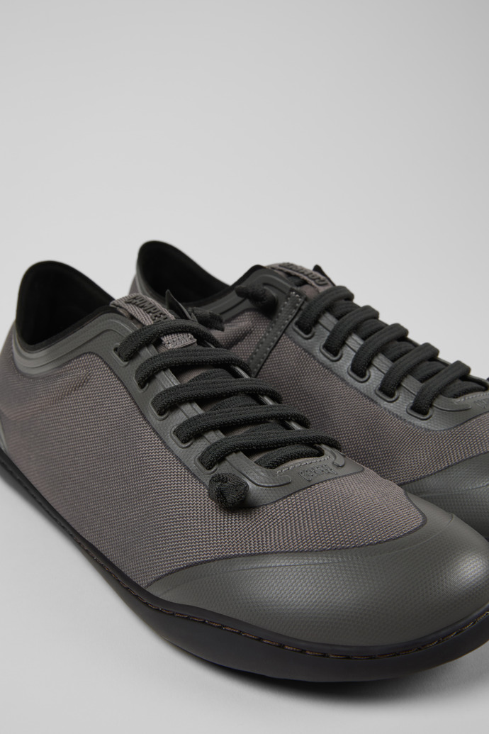 Close-up view of Peu Gray textile shoes for men