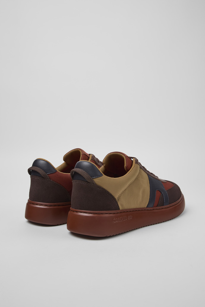 Back view of Runner K21 Brown textile and nubuck sneakers for men