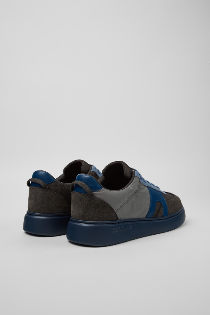 Back view of Runner K21 Gray textile and nubuck sneakers for men