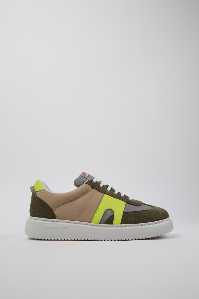 Side view of Runner K21 Sorona® Multicolor Recycled PET and Nubuck Sneakers for Men.