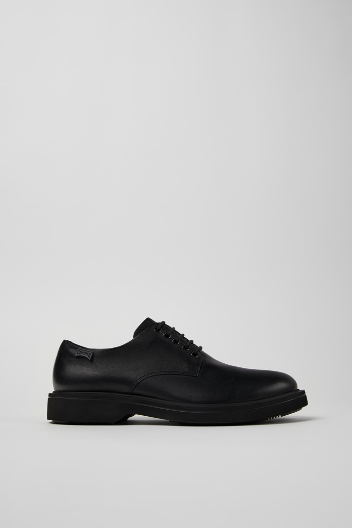 Side view of Norman Black Leather Men's Shoes.