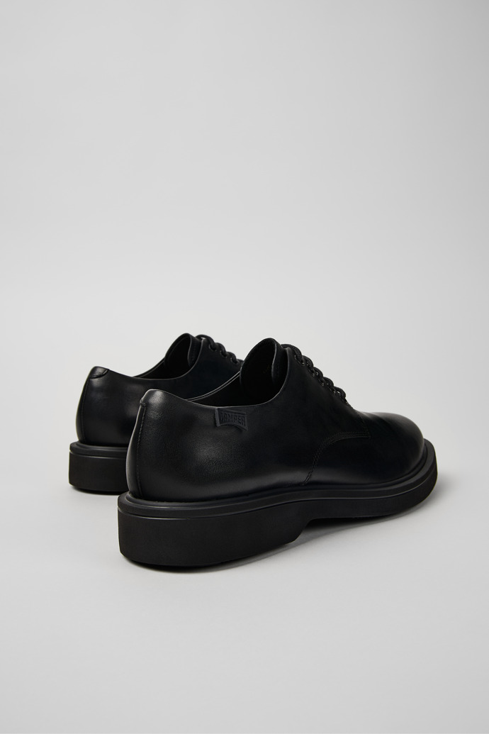 Back view of Norman Black Leather Men's Shoes.