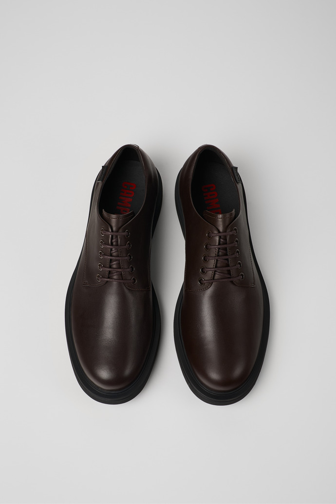 Overhead view of Norman Brown Leather Men's Shoes.