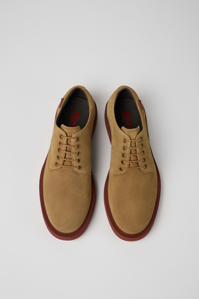 Overhead view of Norman Light brown nubuck shoes for men