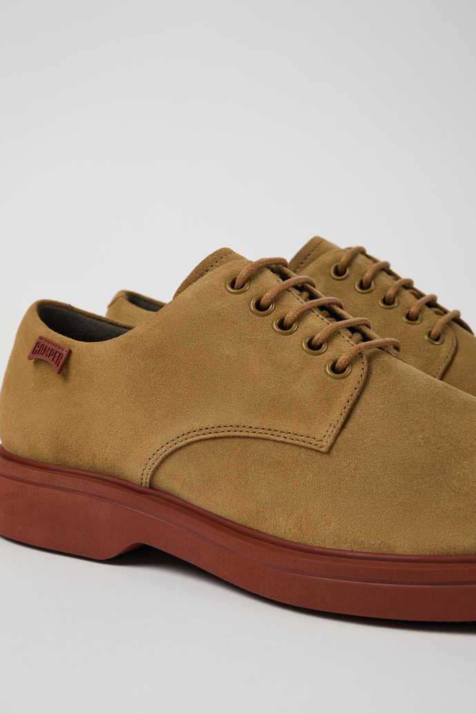 Close-up view of Norman Light brown nubuck shoes for men