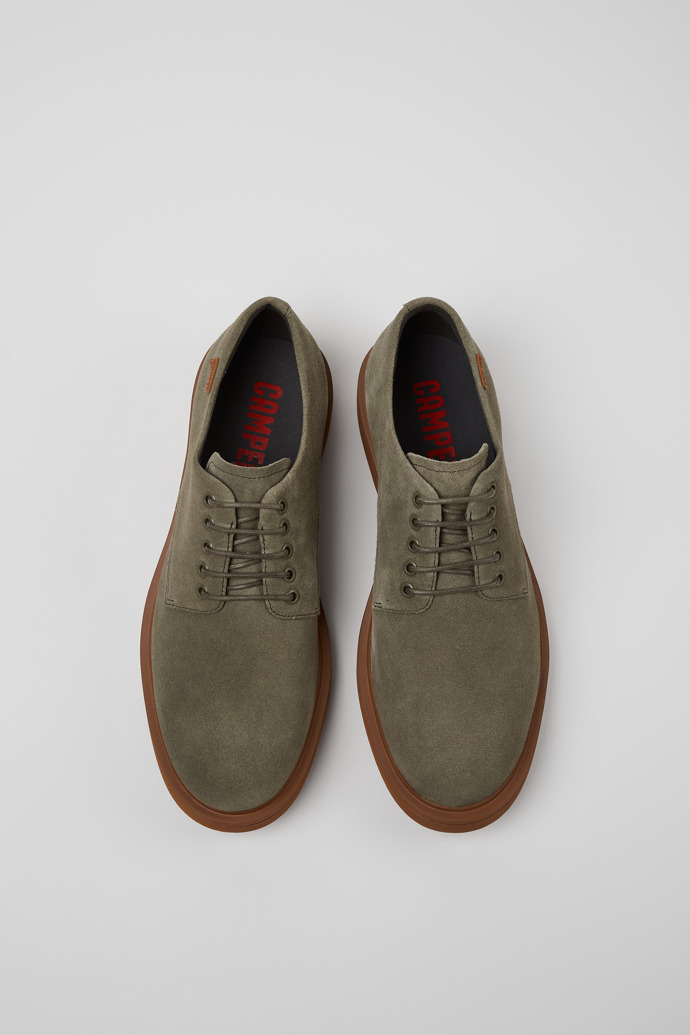 Overhead view of Norman Green Nubuck Shoes for Men.