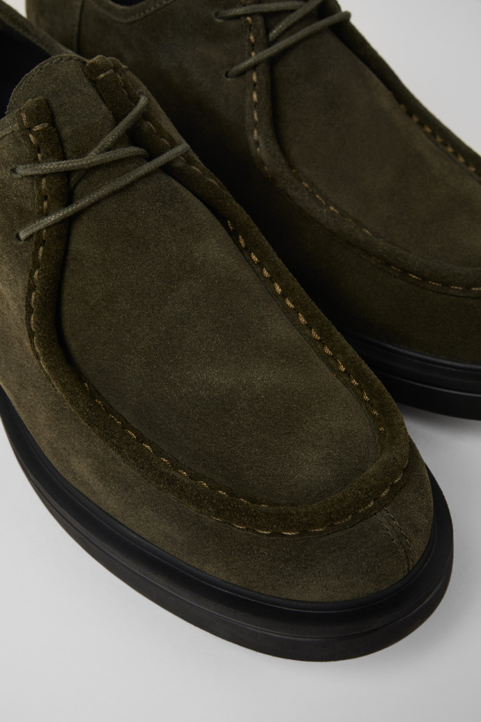 Close-up view of Norman Green nubuck shoes for men